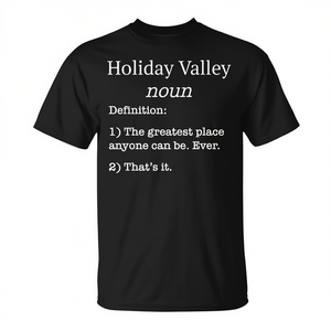Camiseta Holiday Valley negra unisex para adultos con diseño definido - Product Image 2