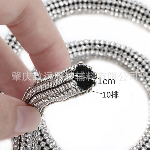 Cadena Decorativa de Aluminio con Malla de Diamantes de Imitación, 10 Filas, Redonda, Negra y Blanca, para Joyería DIY, Accesorios de Ropa, Correa de Hombro - Product Image 3