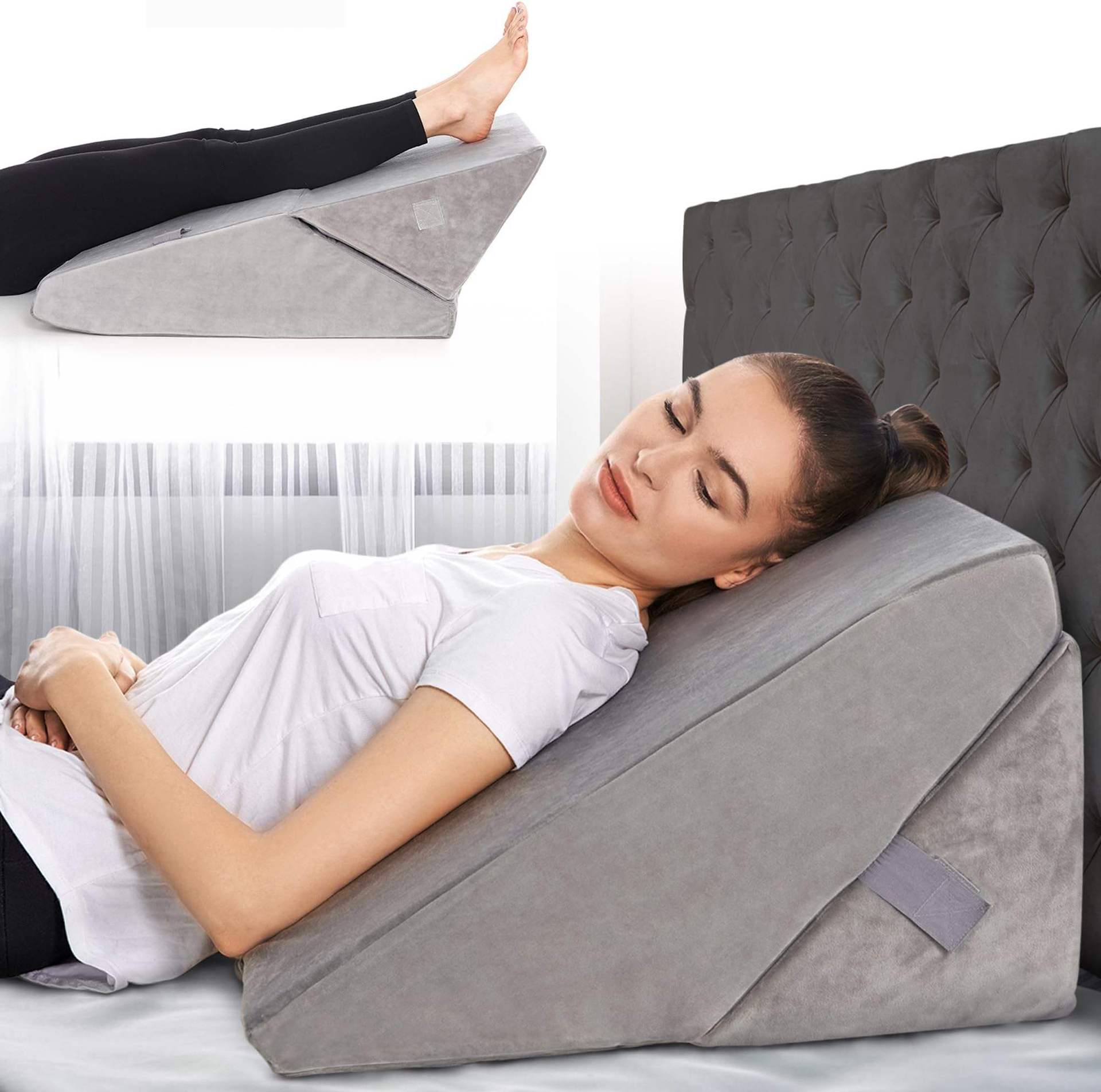 Shinnwa Bed Wedge Pillow With Memory Foam Top, Wedge Cushion For