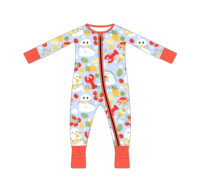 Pyjama en bambou en gros pour bébé, combinaison zippée Halloween, imprimé fantôme mignon, vêtements de nuit hypoallergéniques 0-12M