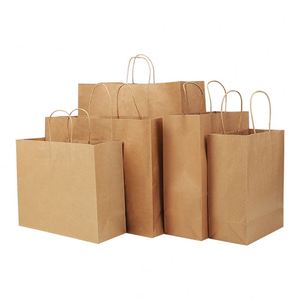 Bolsas de Papel Kraft Blancas y Marrones con Asas, Impresas con Logotipo Personalizado, para Regalos, Manualidades, Compras, Comida para Llevar, Restaurantes - Product Image 1