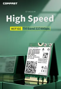 Comrápido adaptador de wifi ax5374 bt5.2, placa de rede 5374mbps tripla 2.4ghz/5ghz/6ghz pci-e wifi 6e ax210ngw