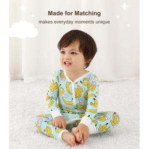 Mameluco Personalizado para Bebé, Manga Larga, Sin Pies, de Bambú y Algodón, Unisex, Transpirable, con Estampado Digital de Plátanos Azules - Product Image 3