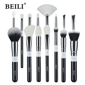 BEILI Wholesale Custom Make Up Brushes Set 15pcs Professional Powder Highlight Fan Brush Brochas De Maquillaje Personalizadas