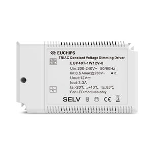Controlador LED de Silicio EUCHIPS 24V DC 40W, Salida de Voltaje Amplio Constante, Tipo <span class=keywords><strong>Triac</strong></span> de Salida Única, 50/60Hz, Certificado CE - Product Image 3