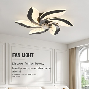 Ventilateur de plafond LED en cuivre moderne avec télécommande, luminaire pour chambre à coucher et salon - Product Image 2