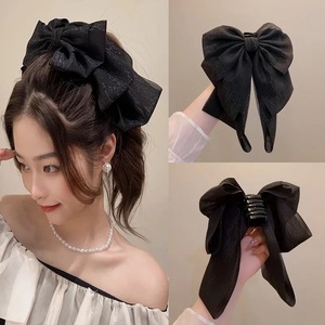 Silver thread large <b>bow</b> hair <b>clip</b>, runaway princess hair <b>clip</b>, trendy and elegant pearlescent yarn, versatile and sweet - Product Image 2