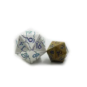 도매 판촉 금속 주사위 D20 가장자리 DND RPG 다면체 사용자 정의 33mm 대형 단일 금이 주사위