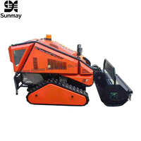 Tondeuse à gazon industrielle sans fil télécommandée sur chenilles 15 CV, machine agricole multifonctionnelle 8-en-1 avec télécommande 400 m