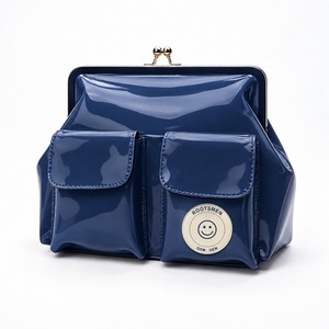 Bolsa de Cosméticos Portátil Grande con Cierre Kiss Lock, Azul Marino, Cuero PU Patentado, 22x19x20cm, Cierre de Marco Metálico, Dos Bolsillos Delanteros con Solapa, Personalizable - Product Image 2