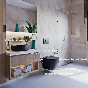 Inodoro suspendido de cerámica estilo europeo, negro mate, con lavabo redondo de color mate <span class=keywords><strong>para</strong></span> baño - Product Image 2
