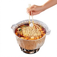 Pot en aluminium jetable épaissi pour plats à emporter, boîte à soupe à double poignée pour pique-nique en extérieur, vente en gros Zhejiang