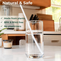 Pailles jetables 100 % biodégradables en PLA, écologiques, emballées individuellement, 6 mm et 8 mm, pour bars, fêtes et camping