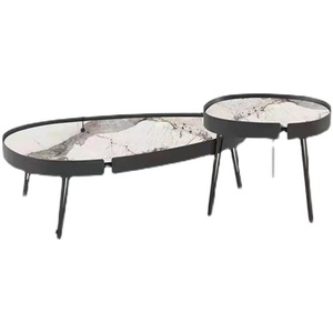 Minimalistisch Design Salontafel <span class=keywords><strong>Set</strong></span> Bronzen Metalen Frame Gesinterd Stenen Top Midden Tafel Woonkamer Meubels Theetafel - Product Image 2