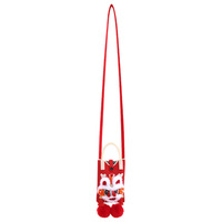 Sac bandoulière en brocart motif Danse du Lion traditionnel, sac à main enveloppe rouge de forme spéciale avec fermeture magnétique et pompon