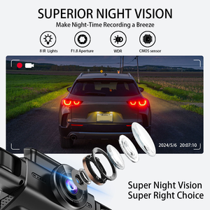 Cámara para Auto DVR de <span class=keywords><strong>4</strong></span> Canales 2K 1080P con Visión Nocturna, WiFi, Pantalla IPS, WDR, Grabador de Video Automático de 1 Año, Almacenamiento de 256 GB, Lente Dual, Impermeable - Product Image 4