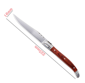 DF319 Juego de cubiertos de estilo vintage con logotipo personalizado, nueva colección, cuchillo para carne, tenedor, cuchara de mesa y cuchara para sopa, mango de madera roja - Product Image 3
