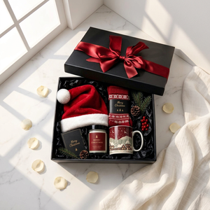 Christmas Gift Box Scented Candle Santa Hat Ceramic <b>Mug</b> Christmas Socks Greeting Card Holiday Gift Set Candle set - Product Image 2