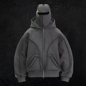 Personnalisé Y2K Heavyweight Boxy Double Veste <span class=keywords><strong>À</strong></span> Capuche Broderie Lavage <span class=keywords><strong>À</strong></span> L'acide <span class=keywords><strong>Ninja</strong></span> Balaclava Zip Hommes Hoodies Avec Masque De Ski - Product Image 3