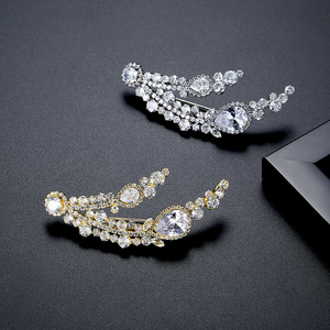 LUOTEEMI Broches Grandes de Lujo con Circonita Cúbica Ovalada y en Forma de Lágrima, con Diseño de Flor, para Mujer, Chapados en Oro Blanco Real, MOQ Bajo - Product Image 4