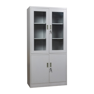 Vitrine à double porte en verre, armoire de rangement pour livres et dossiers, avec étagères réglables et verrouillable - Product Image 4