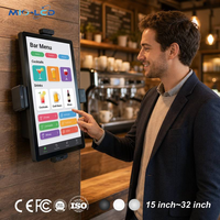 Kiosques de paiement muraux de 15 pouces, alimentation PoE, lecteur de cartes MSR, boîtier métallique