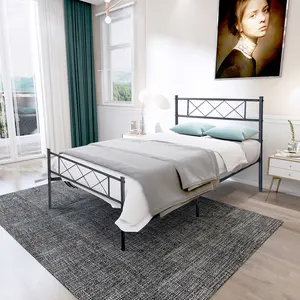 Zwart Decoratief Enkel Metalen Stalen Bed Eenvoudig Te Monteren Enkel Metalen Bedframe Met Opslag Voor Kleine Ruimtes