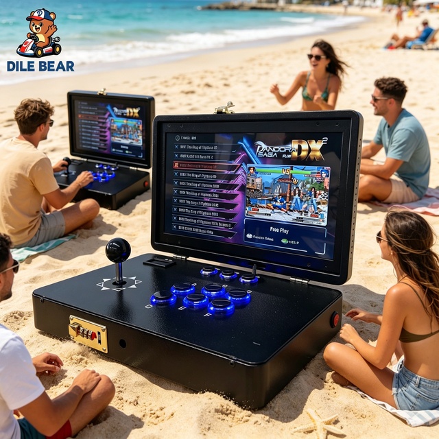 Wholesale 14 Inch Screen Briefcase Arcade Machine 30000+ Games Pandora Saga DX Portable Folding Metal Retro Game Console Station