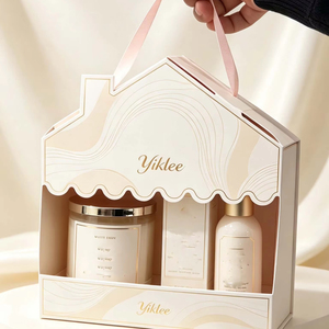 Scatola di Carta Personalizzata con Logo e Manico per Set Skincare, Set Profumi, Shampoo, Lozione, Confezione <span class=keywords><strong>Regalo</strong></span>, Kit Skincare - Product Image 1