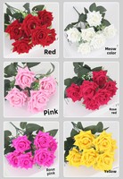 Bouquet de 7 petites roses artificielles en soie à angle dégagé pour décoration de mariage, d'hôtel et de maison, lot semi-manuel pour fabricants