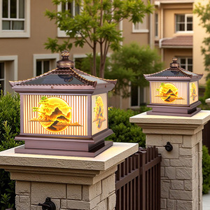 Lámpara Solar de Poste Royal Pus, Impermeable, Estilo Chino, para Jardín, Villa, Puerta, Poste - Product Image 2