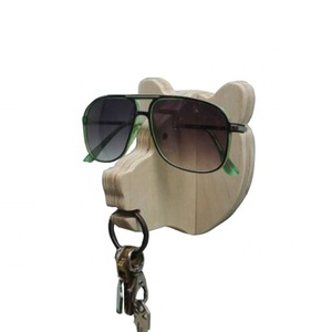 Chiave di legno Gancio di testa di Orso appendiabiti da parete in betulla porta occhiali da sole gancio chiave - Product Image 1
