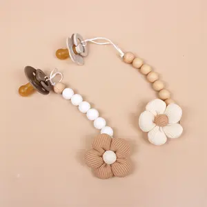 Baby Flower Pacifier Clips Silicone Beads Infant Nipple Appease Soother Chain Clips Dummy Holder Nipple Clip