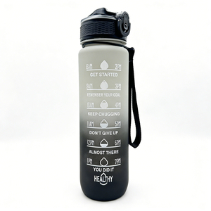 ขวดน้ำกีฬาแบบพกพา ฝาเปิดปิดง่าย พร้อมตัวบอกเวลา ปราศจากสาร BPA ขนาด 32 ออนซ์/350/500/750/1000 มล.  กระตุ้นความกระตือรือร้นในการดื่มน้ำ  ปากขวดกว้าง - Product Image 2