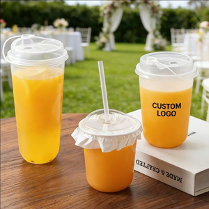 Vasos de Plástico Transparente Esmerilado en Forma de U con Logotipo Personalizado, 20 oz 500 ml, para Bodas, Jugos, Yogur y Bebidas - Product Image 6