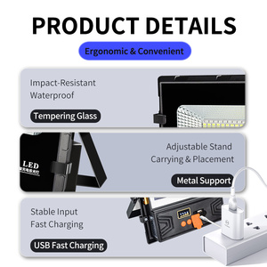 Luce da Lavoro <span class=keywords><strong>LED</strong></span> Ultra-Luminosa Ricaricabile Solare, Faro Portatile per Cantieri, Campeggio, Interruzioni di Corrente - Product Image 6