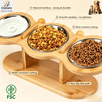 Support de gamelle surélevé pour chien et chat en acier inoxydable écologique, étanche, avec protection inclinée pour le cou et hauteur réglable