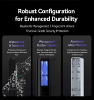Serrure de porte intelligente sans fil extérieure en aluminium, acier et bois, avec contrôle par application Tuya, empreinte digitale, alarme anti-effraction et étanchéité