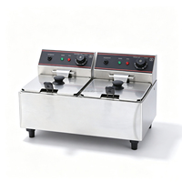 Friteuse électrique commerciale double cuve double panier en acier inoxydable haute température 6L+6L pour frites et chips