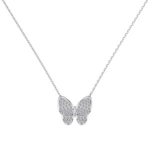 Collier Dylam avec pendentif papillon en argent sterling 925 plaqué rhodium, chaîne à maillons anti-ternissement et zircone 5A - Product Image 1