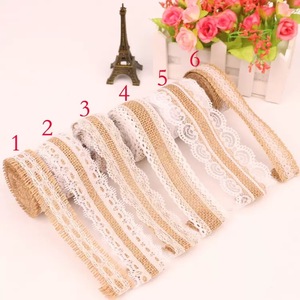 White Lace Decorative <strong>Jute</strong> Burlap <strong>Ribbon</strong> - Product Image 2