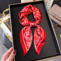 Daou 70*70 Foulard Carré de Luxe en Polyester Imprimé Sérigraphié Motif Floral Paisley, Protection Solaire, Écharpe et Voile d'Été pour Femme