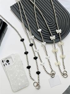 Luxe Résine Perle Perles Coeur Téléphone Cas Chaîne Bandoulière Épaule Cou Cellulaire Mobile Téléphone Charme Longe Poignet Sangles avec Patch - Product Image 2