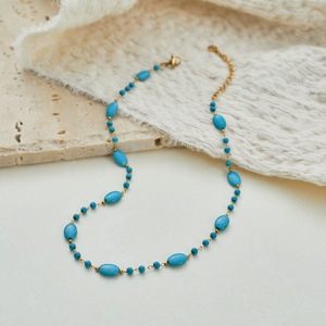 Collar de cuentas azules de acero inoxidable, el más vendido, para mujer, multicapa y apilable, elegante cadena tipo collar. - Product Image 3