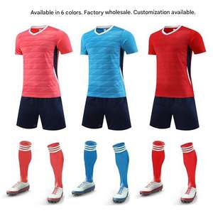 Set da Calcio a Maniche Corte con Scollo a V, Traspirante e ad Asciugatura Rapida, per Allenamento, Partite, Squadra, Uniformi Sportive, Vendita all'Ingrosso - Product Image 1