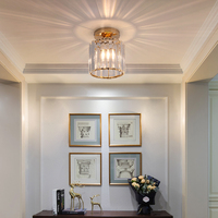 Plafonnier moderne en cristal doré pour couloir intérieur avec douille E27, max 40W, certifié CE, éclairage de couloir