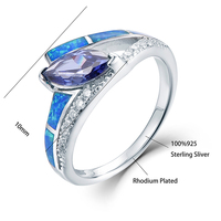 Nouvelle Bague Opale Femme 2026 en Forme de Marquise avec Zircon Tanzanite et Pierre CZ, Bijou Tendance pour Femme et Homme