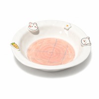 Assiette creuse en céramique de 8 pouces avec motif lapin 3D mignon et décor de carottes et fleurs en relief, idéale pour la décoration de la table de cuisine à la maison