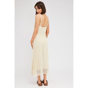 Robe décontractée pour femme en coton, sans manches, col châle, style tricoté au crochet, couleur personnalisée, qualité OEM supérieure - Product Image 5