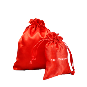 Luxury Custom logo Printing Black Satin Cloth Pink Gift Drawstring <strong>Bag</strong> Packaging Red Draw <strong>String</strong> <strong>Bag</strong> logo - Product Image 4